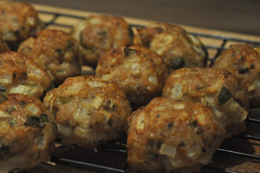 Meatballs on smoker rack